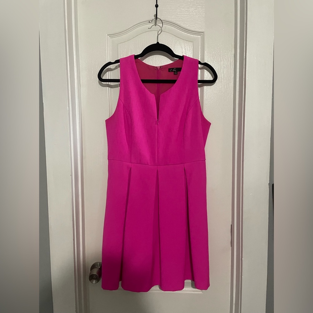 C. Luce highlighter pink pleated dress